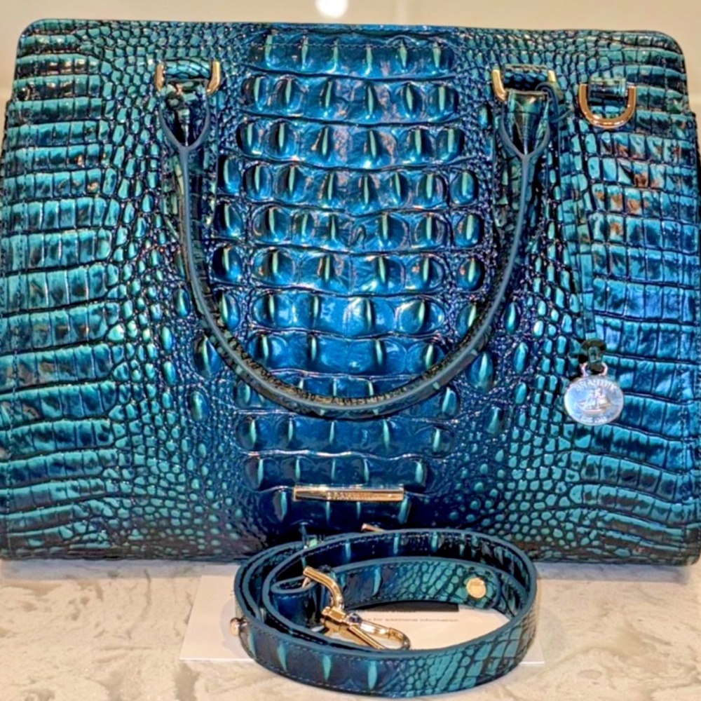 BRAHMIN Blue Patina (like Verdigris) Small Finley NEW! ALL Tail! Beautiful! 1A